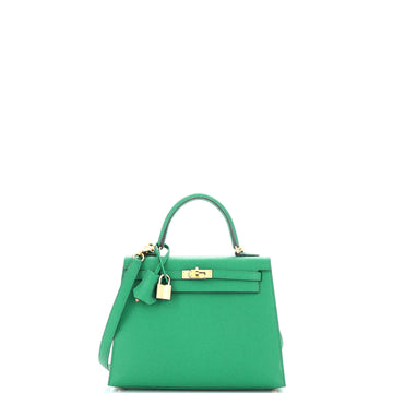 Hermes Kelly Handbag Green Epsom with Gold Hardware 25