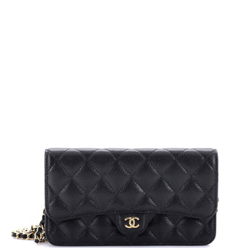 Chanel Classic Flap Phone Holder with Chain Quilted Caviar