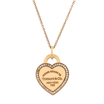 Tiffany & Co. Return to Tiffany Heart Pendant Necklace 18K Rose Gold with Diamonds