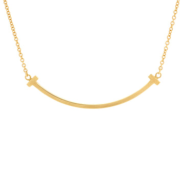 Tiffany & Co. T Smile Pendant Necklace 18K Yellow Gold Small