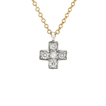 Tiffany & Co. Cruciform Cross Pendant Necklace 18K Yellow Gold and Platinum with Diamonds