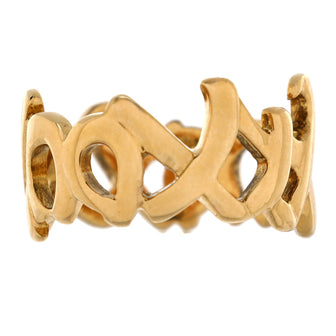 Tiffany & Co. Paloma Picasso Graffiti Love and Kisses Band Ring 18K Yellow Gold Wide
