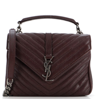 Saint Laurent Classic Monogram College Bag Matelasse Chevron Leather Medium