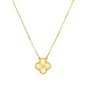 Van Cleef & Arpels Vintage Alhambra Pendant Necklace Guilloche 18K Yellow Gold