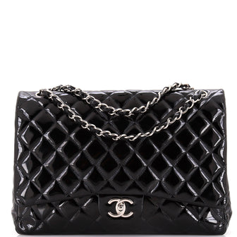 Chanel Classic Double Flap Bag Quilted Patent Maxi