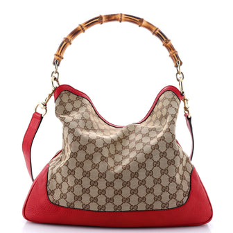 Gucci Diana Bamboo Shoulder Bag GG Canvas Medium