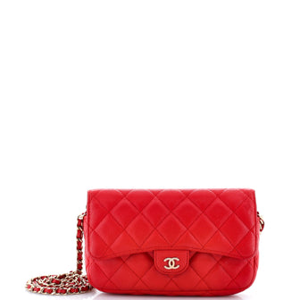Chanel Classic Flap Phone Holder with Chain Quilted Caviar