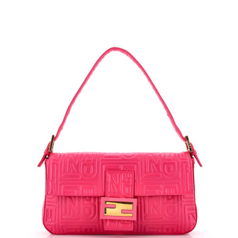 Fendi Baguette Bag Logo Embossed Leather Small