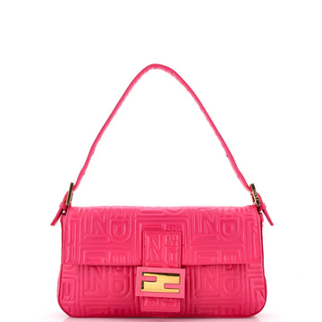 Fendi Baguette Bag Logo Embossed Leather Small