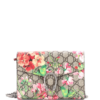 Gucci Dionysus Chain Wallet Blooms Print GG Coated Canvas Small
