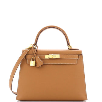 Hermes Kelly Handbag Brown Epsom with Gold Hardware 28