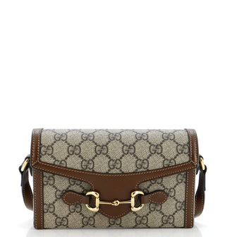 Gucci Horsebit 1955 Flap Crossbody Bag GG Coated Canvas Mini
