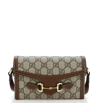 Gucci Horsebit 1955 Flap Crossbody Bag GG Coated Canvas Mini