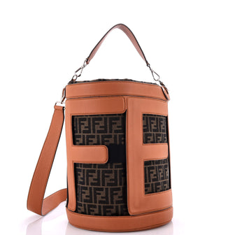 Fendi Step Out Bucket Bag Leather and Zucca Canvas Large