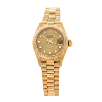 Rolex Oyster Perpetual Datejust Automatic Watch Yellow Gold with Diamond Markers 26