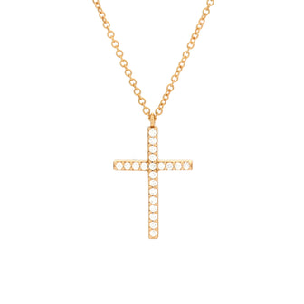 Tiffany & Co. Metro Cross Pendant Necklace 18K Rose Gold and Diamonds Large
