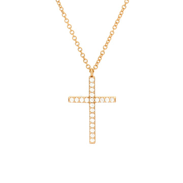 Tiffany & Co. Metro Cross Pendant Necklace 18K Rose Gold and Diamonds Large