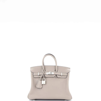Hermes Birkin Handbag Grey Swift with Palladium Hardware 25