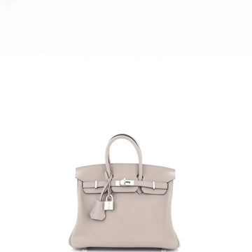 Hermes Birkin Handbag Grey Swift with Palladium Hardware 25