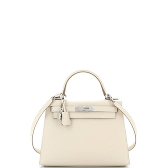 Hermes Kelly Handbag Light Epsom with Palladium Hardware 28