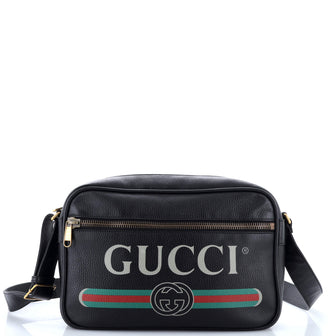 Gucci Logo Shoulder Bag Printed Leather