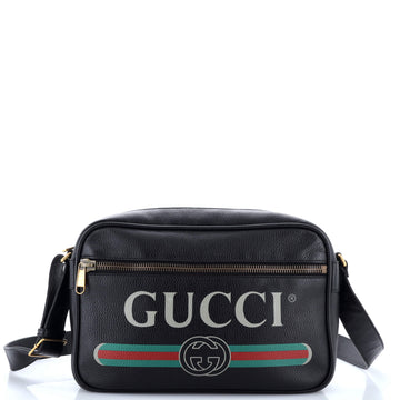Gucci Logo Shoulder Bag Printed Leather