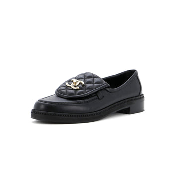 Chanel Women's CC Loafers Quilted Leather