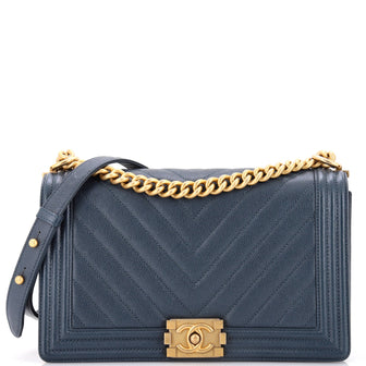 Chanel Boy Flap Bag Chevron Caviar New Medium