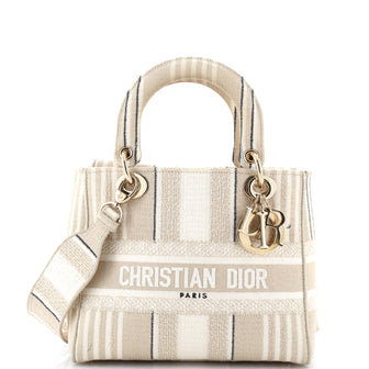 Christian Dior Lady D-Lite Bag Striped Canvas Medium