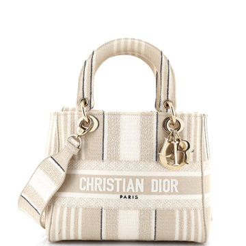 Christian Dior Lady D-Lite Bag Striped Canvas Medium