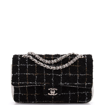 Chanel Classic Double Flap Bag Tweed and Quilted Lambskin Medium