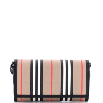 Burberry Hannah Wallet on Strap Icon Stripe E-Canvas