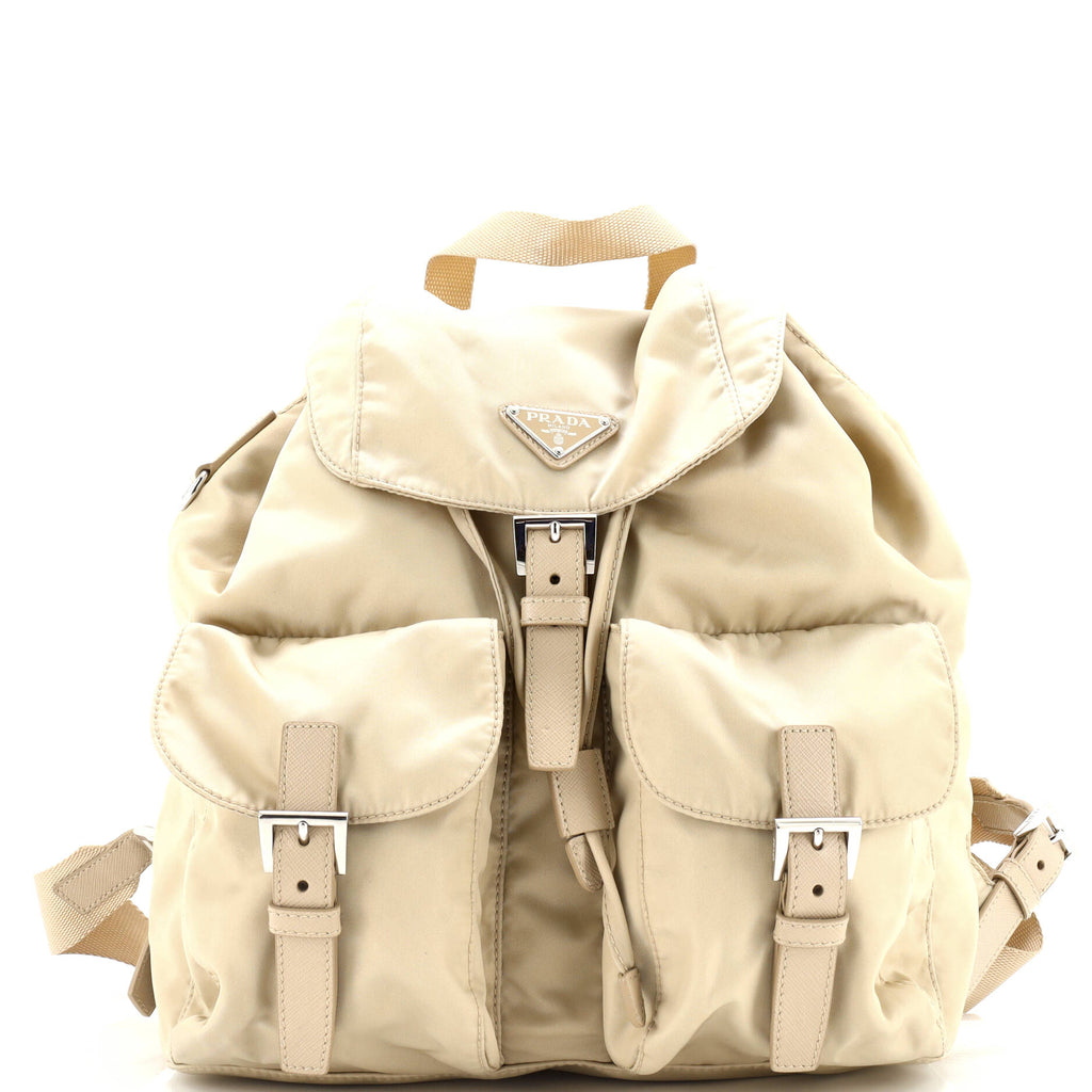 Prada Double Front Pocket Backpack #293071P88B Prada Double Front Pocket Backpack Tessuto Khaki Nylon  main image 4