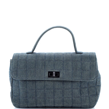 Chanel Chocolate Bar Mademoiselle Top Handle Bag Quilted Denim Medium