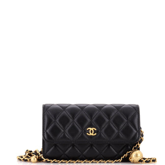 Chanel Pearl Crush Flap Phone Holder with Chain Quilted Lambskin