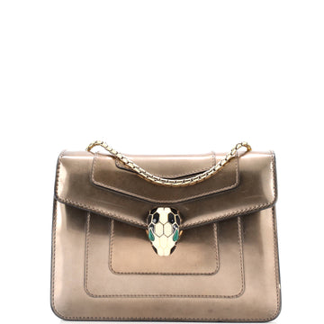 Bvlgari Serpenti Forever Square Shoulder Bag Metallic Leather Small