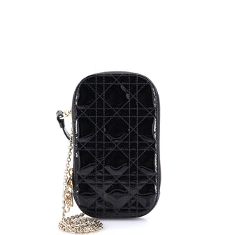 Christian Dior Lady Dior Phone Holder on Chain Cannage Quilt Patent