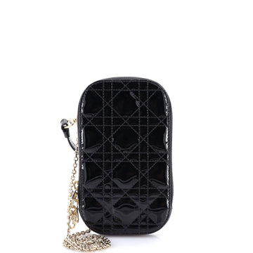 Christian Dior Lady Dior Phone Holder on Chain Cannage Quilt Patent