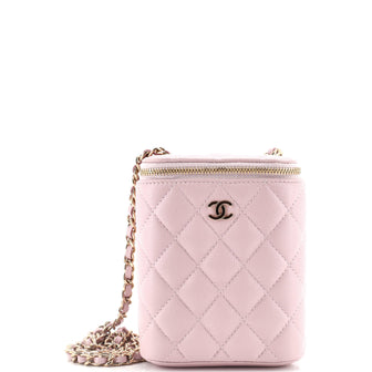 Chanel Vertical Classic Vanity Case with Chain Quilted Caviar Small