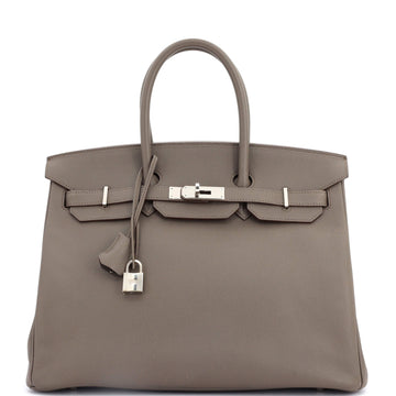 Hermes Birkin Handbag Grey Epsom with Palladium Hardware 35