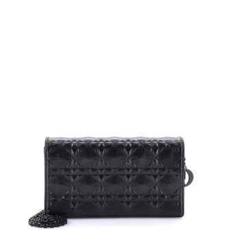 Christian Dior Lady Dior Chain Pouch Diamond Motif Cannage Calfskin