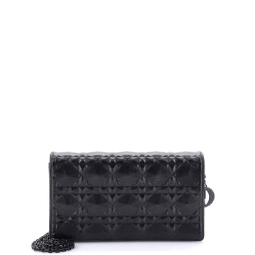 Christian Dior Lady Dior Chain Pouch Diamond Motif Cannage Calfskin