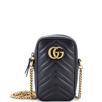 Gucci GG Marmont Vertical Phone Crossbody Bag Matelasse Leather Mini