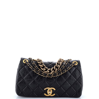 Chanel Pondichery Flap Bag Quilted Aged Calfskin Small