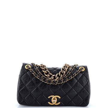 Chanel Pondichery Flap Bag Quilted Aged Calfskin Small