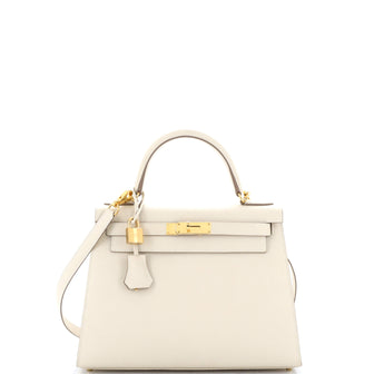 Hermes Kelly Handbag Light Epsom with Gold Hardware 28