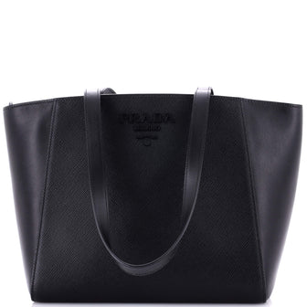 Prada Monochrome Shopping Tote Saffiano with City Calf Small