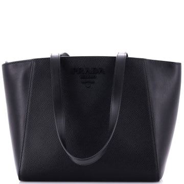 Prada Monochrome Shopping Tote Saffiano with City Calf Small