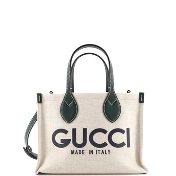 Gucci Logo Shopper Tote Printed Canvas Small