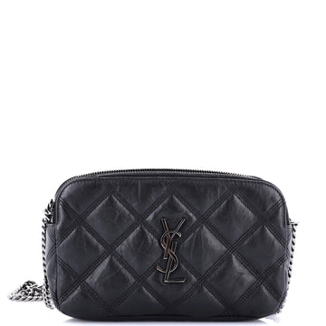 Saint Laurent Becky Double Zip Crossbody Bag Quilted Leather Mini